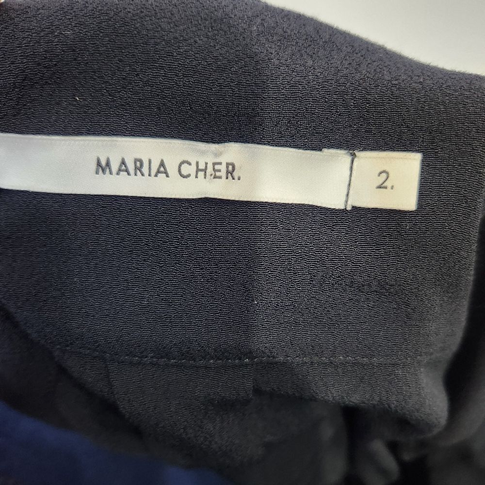 Maria Cher contrast minimalist black white top blouse size 2 - Picture 12 of 13